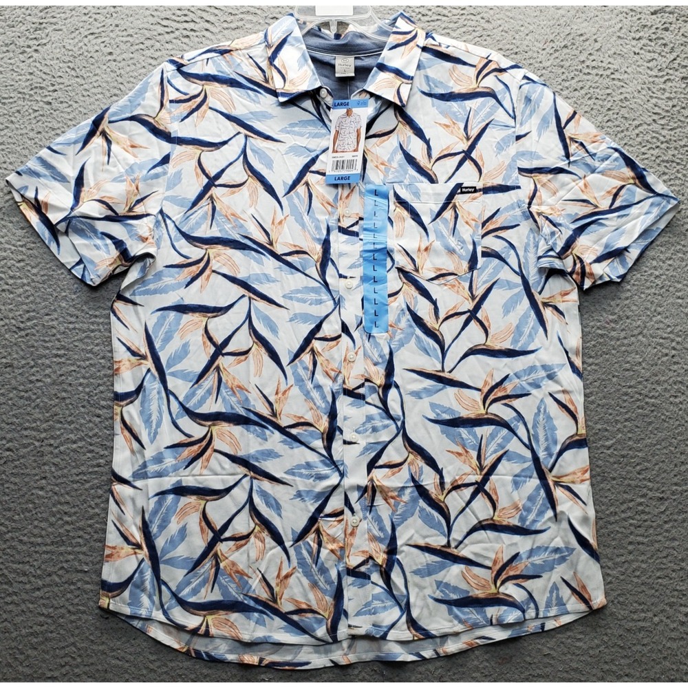 Hurley Boardwalk Hawaiian Golf Shirt Mens L Multi Paradise Print Short Sleeve